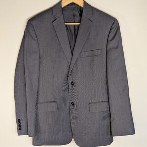 Calvin Klein 38S 100% Wool Blazer | Gray Sharkskin Suit Jacket | Two Button